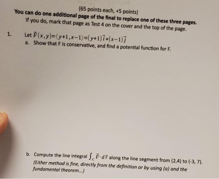 ( 65 points each, \( +5 \) points)
You can do one additional page of the final to replace one of these three pages. If you do