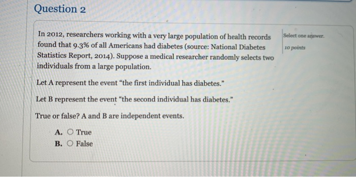 Solved Question 2 Select one answer 10 points In 2012, | Chegg.com