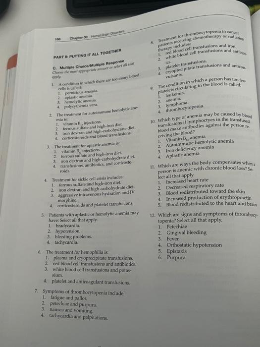 Solved 3. The enure is caning for a pationt widt anemia | Chegg.com