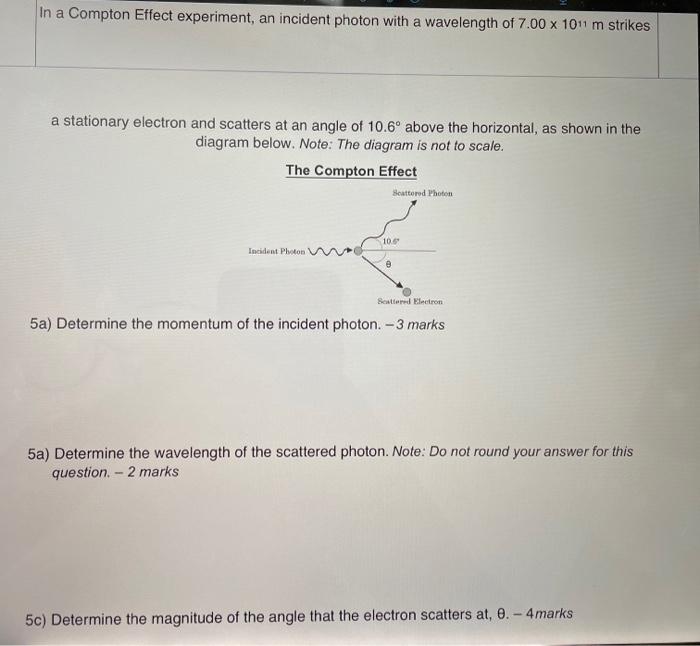 Solved In a Compton Effect experiment, an incident photon | Chegg.com