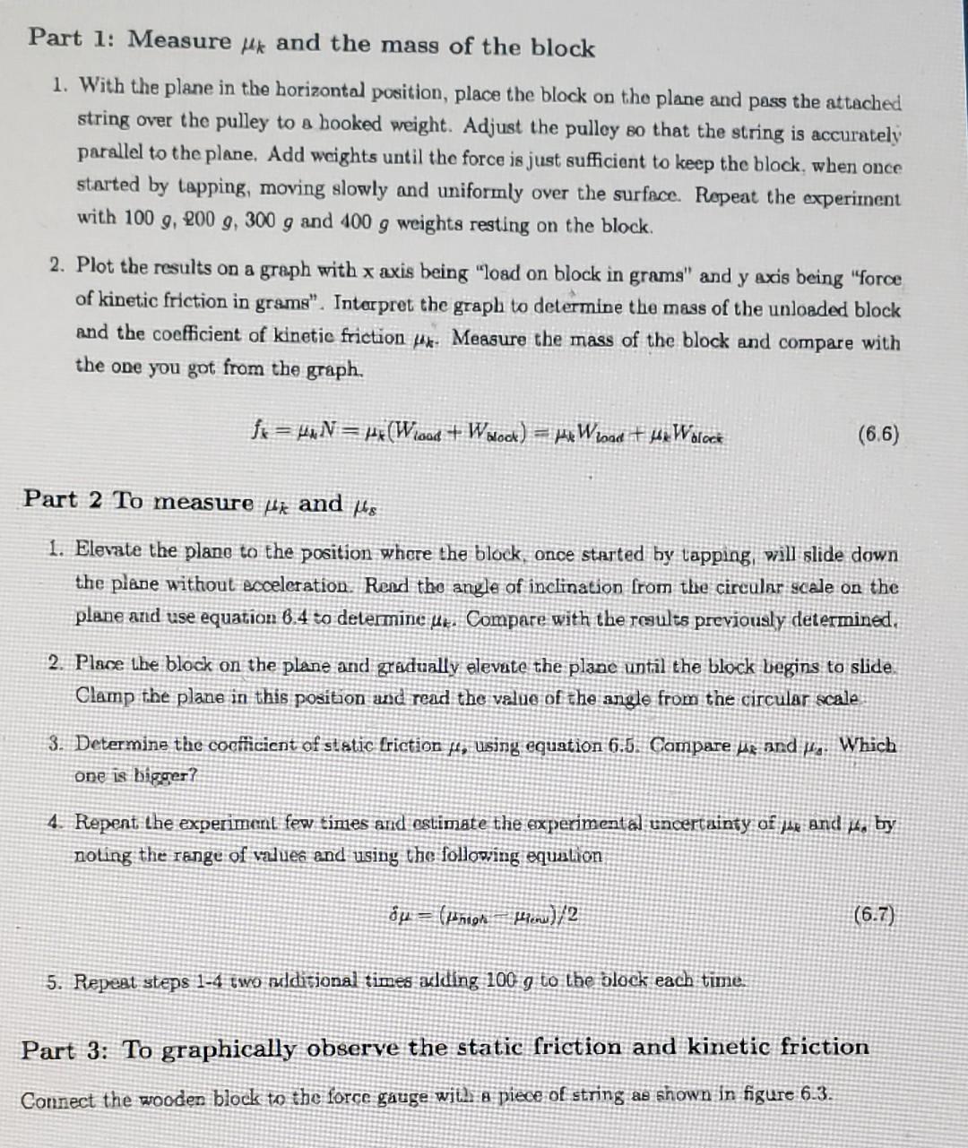 Solved Lab 6 Friction Pre-lab Spend the first 10-15 minutes | Chegg.com