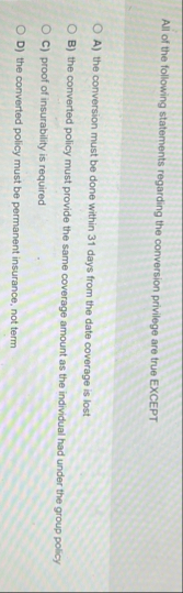 Solved All of the following statements regarding the | Chegg.com