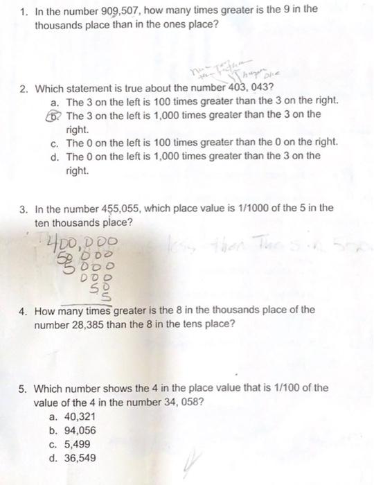 Solved 1. In the number 909,507 , how many times greater is | Chegg.com