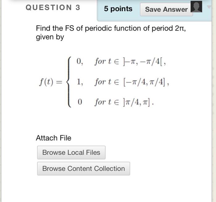 Solved QUESTION 3 5 points Save Answer Find the FS of | Chegg.com