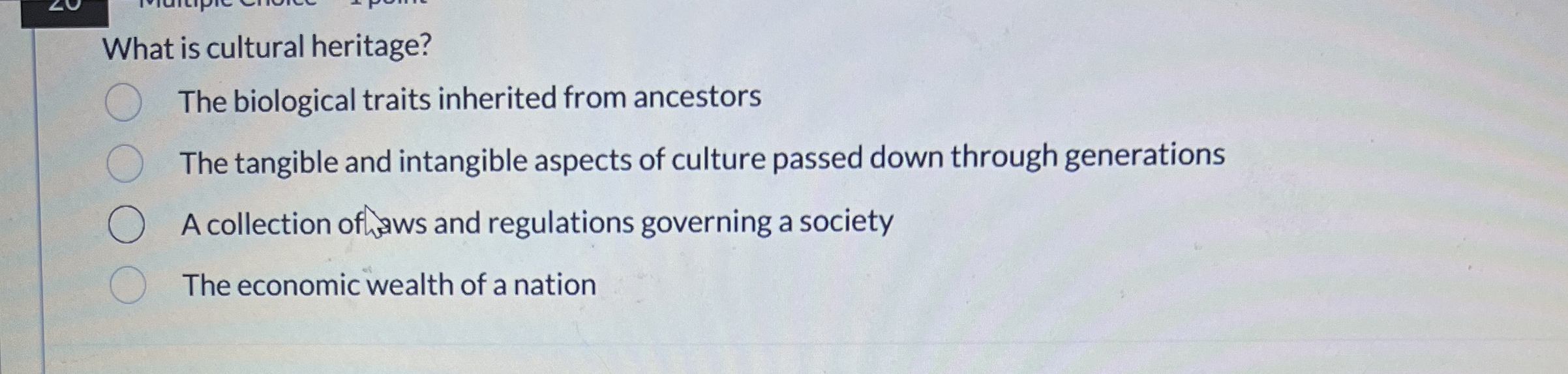 Solved What is cultural heritage?The biological traits