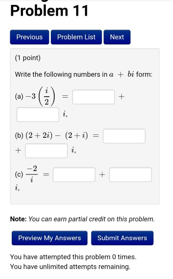 Solved Problem 11 Previous Problem List Next (1 point) Write | Chegg.com