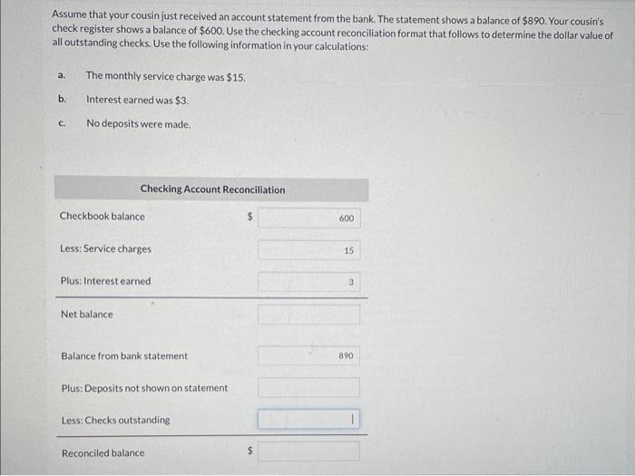 Solved Assume that your cousin just received an account