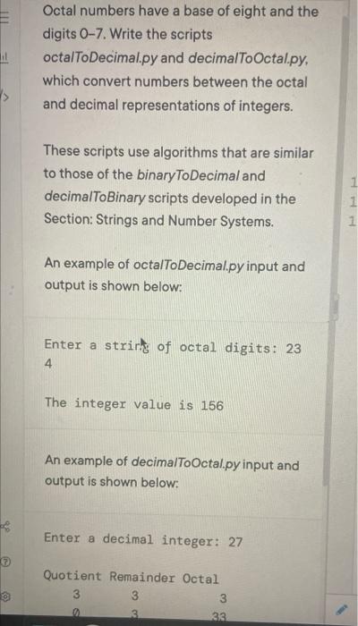 Solved Octal numbers have a base of eight and the digits | Chegg.com