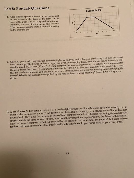 Solved Lab 8 PreLab Questions Impulse for P1 1. A lab