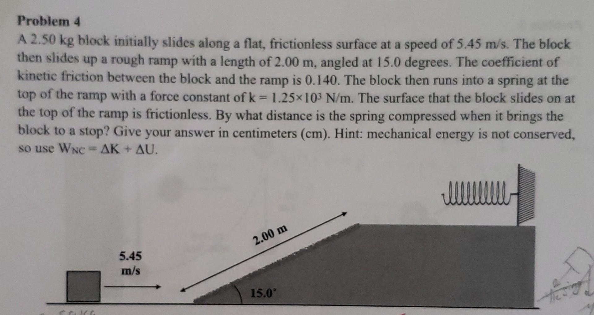 Solved Problem 4 A 2.50 Kg Block Initially Slides Along A | Chegg.com