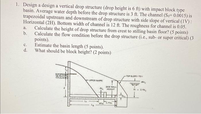 1. Design a design a vertical drop structure (drop | Chegg.com