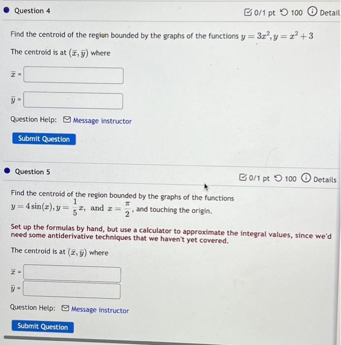 Solved Find the centroid of the region bounded by the graphs | Chegg.com