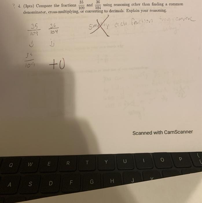 Solved Compare The Fractions 35 109 And 36 104 Using Chegg