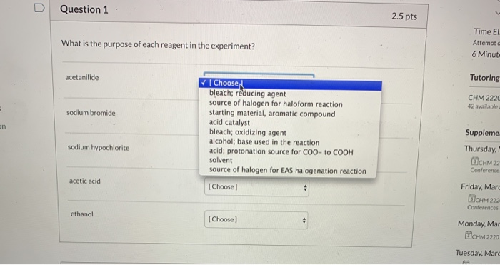 D Question 1 2.5 pts What is the purpose of each | Chegg.com