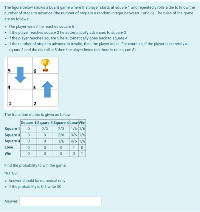 Solved The Figure Below Shows A Board Game Where The Player | Chegg.com