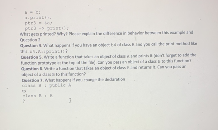 Solved #include using namespace std; class A protected: int | Chegg.com