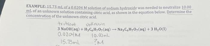 Solved EXAMPLE: 15.73 mL of a 0.0204 M solution of sodium | Chegg.com