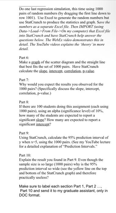 Solved Part 1 Repeat this process 20 times and produce a Chegg