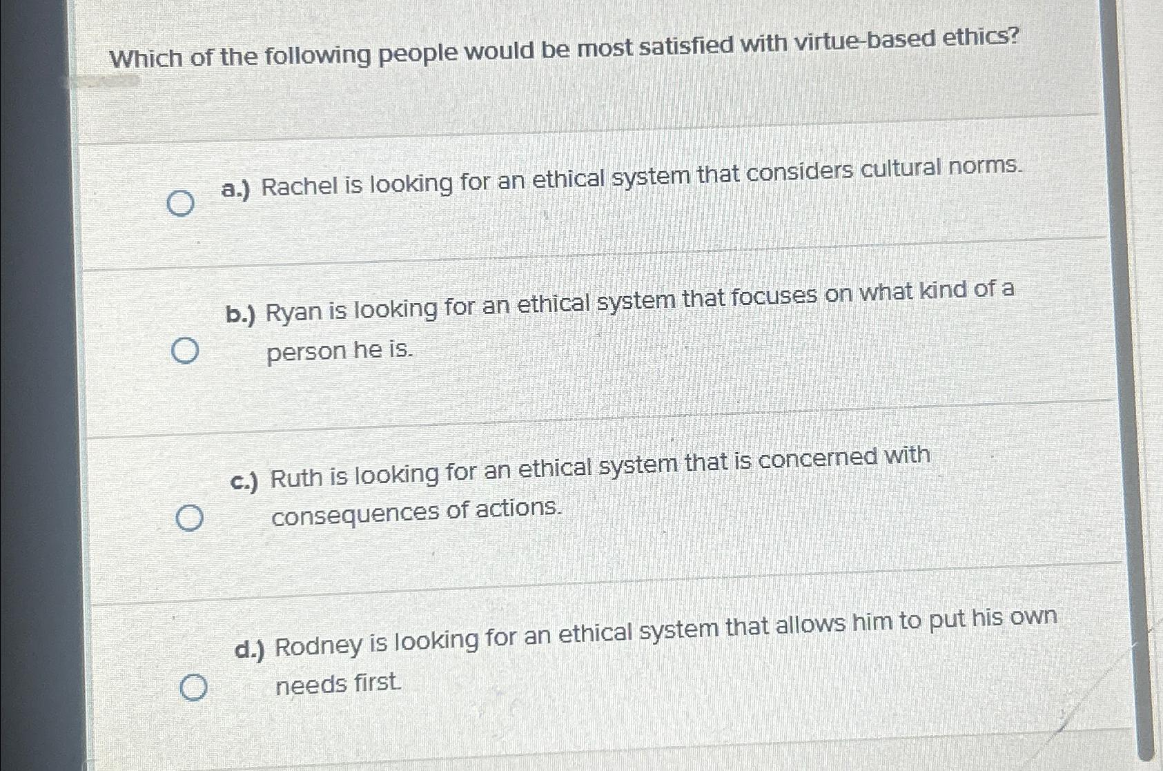 Solved Which of the following people would be most satisfied | Chegg.com