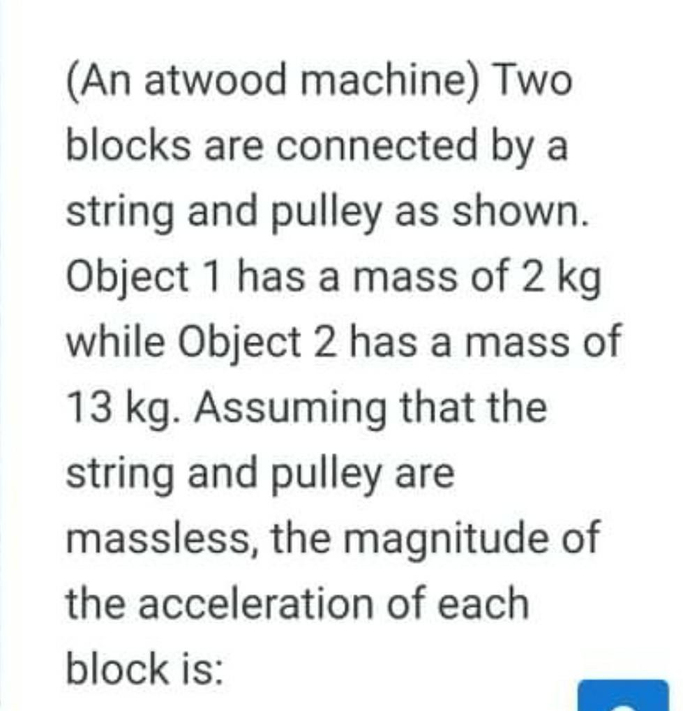 Solved (An Atwood Machine) Two Blocks Are Connected By A | Chegg.com