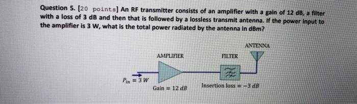 Question 5. [20 points] An RF transmitter consists of | Chegg.com