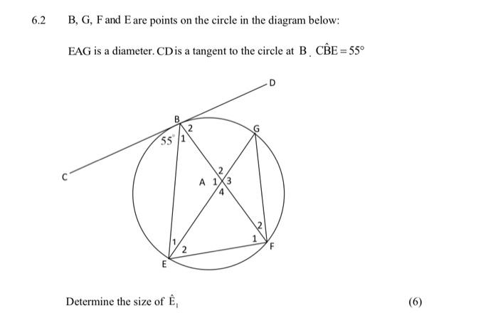 Solved B,G,F and E are points on the circle in the diagram | Chegg.com