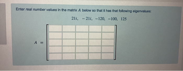 Solved Enter real number values in the matrix A below so | Chegg.com