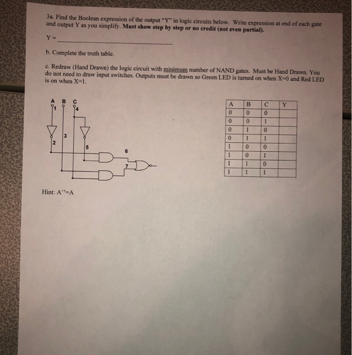 Solved 3a. Find the Boolean expression of the output "Y" in | Chegg.com