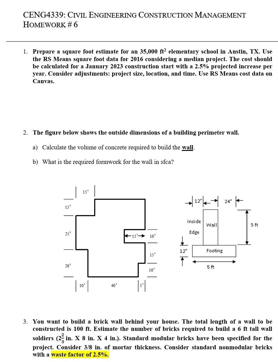 Solved CENG4339: CIVIL Engineering Construction Management | Chegg.com