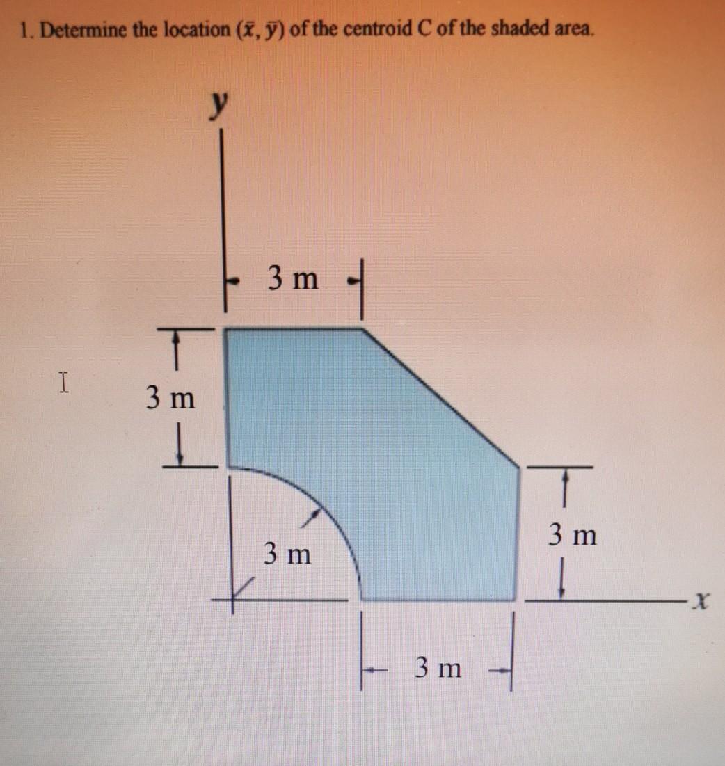 Solved 1. Determine the location (x,y) of the centroid C of | Chegg.com