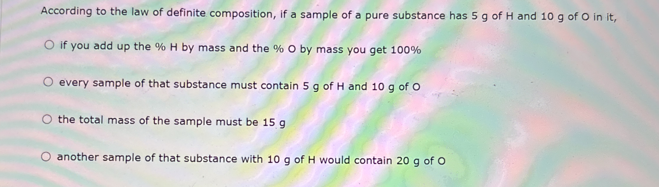 Solved According to the law of definite composition, if a | Chegg.com