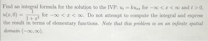 Solved Find an integral formula for the solution to the IVP: | Chegg.com