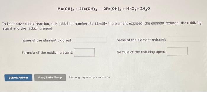 Solved Fe+S+2OH− S2−+Fe(OH)2 In the above redox reaction, | Chegg.com