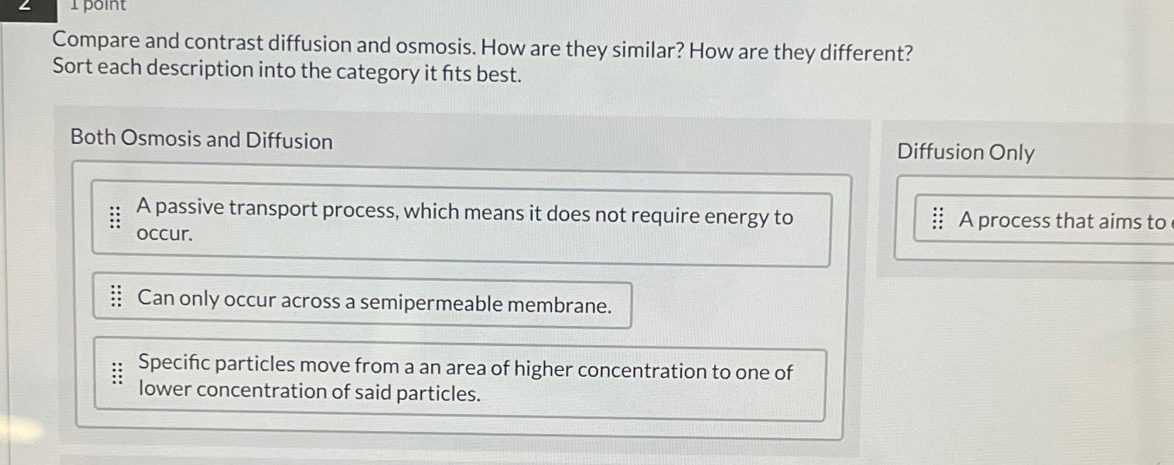 Solved Compare and contrast diffusion and osmosis. How are