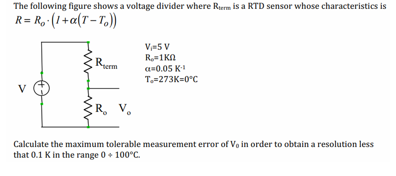 Solved The following figure shows a voltage divider where | Chegg.com
