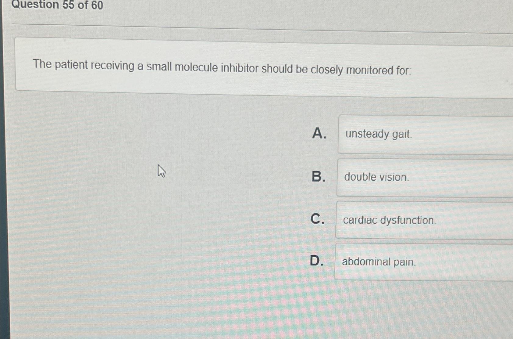 Solved Question 55 ﻿of 60The patient receiving a small