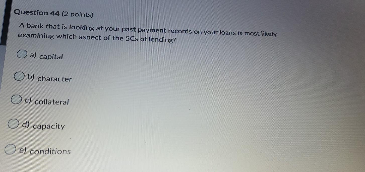 5 Cs Of Lending