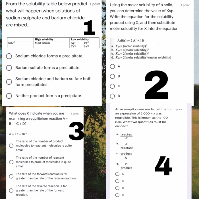 Solved 1 point From the solubility table below predict 1 | Chegg.com