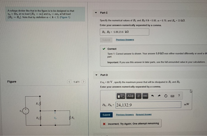 Solved A voltage divider like that in the figure is to be | Chegg.com