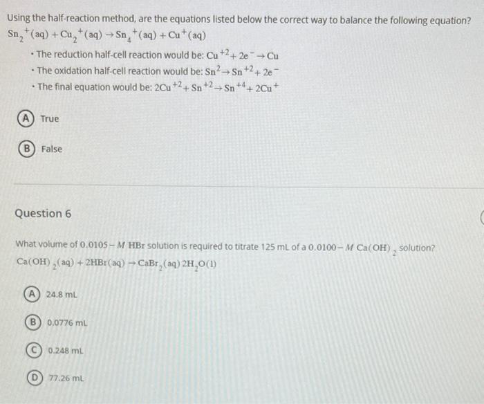 Solved Using The Half-reaction Method, Are The Equations | Chegg.com