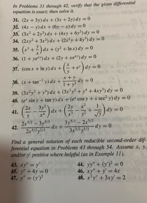 Solved In Problems 31 Through 42 Verify That The Given Chegg Com