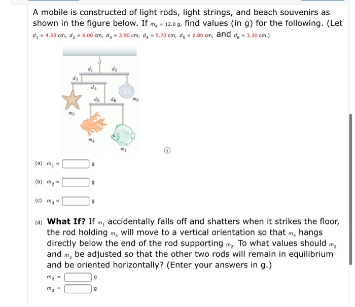 Solved A Mobile Is Constructed Of Light Rods, Light Strings, | Chegg.com