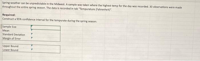 Solved Spring weather can be unpredictable in the Midwest. A | Chegg.com