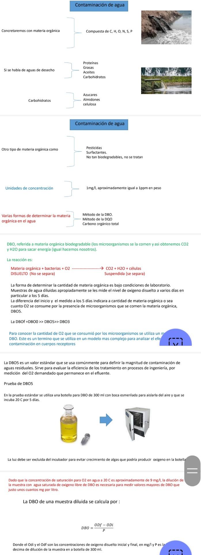 Otro tipo de materia orgánica como Pesticidas Surfactantes. No tan biodegradables, no se tratan Unidades de concentraciôn \(