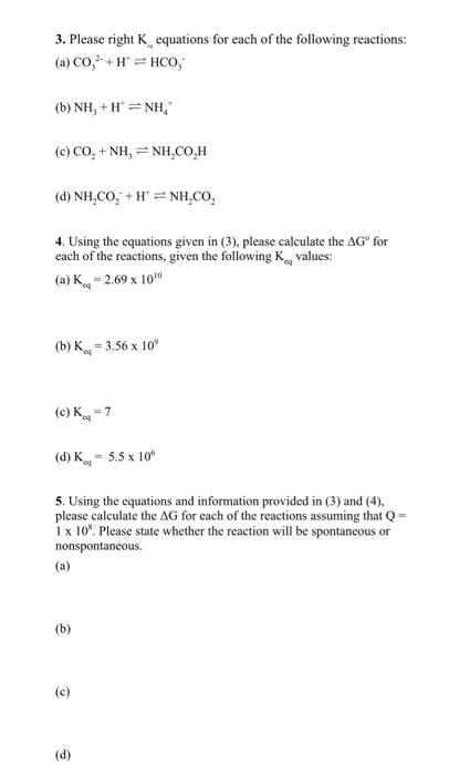 Solved 3. Please right Km equations for each of the | Chegg.com