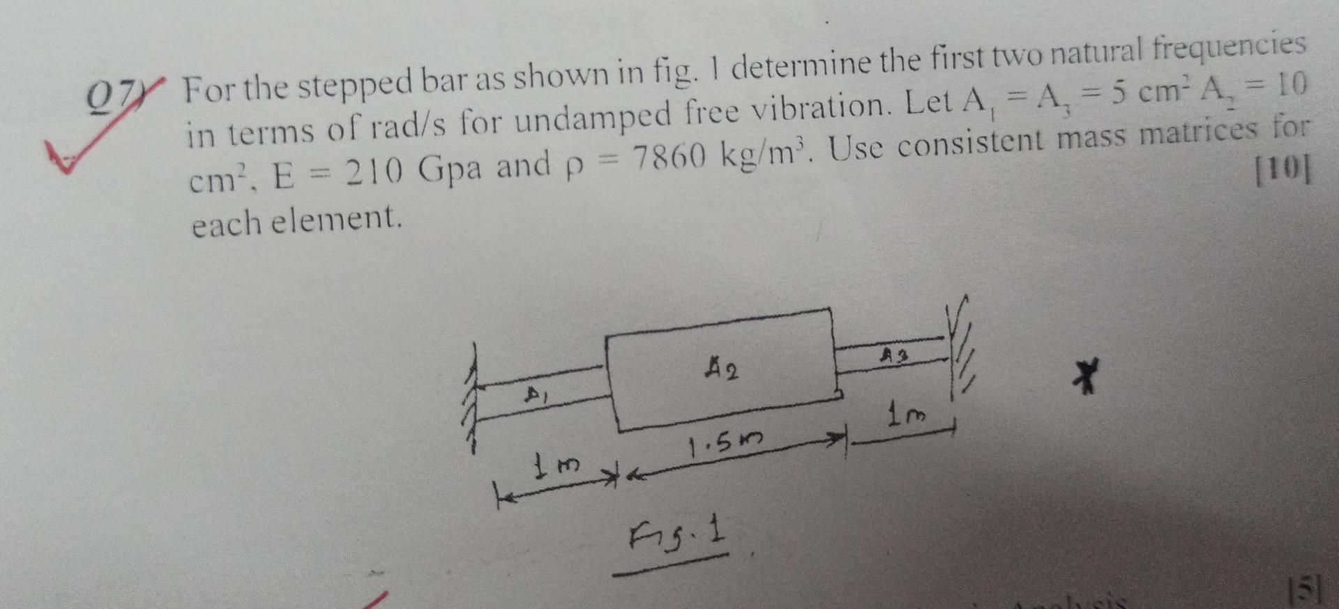 Solved 7) For The Stepped Bar As Shown In Fig. I Determine | Chegg.com