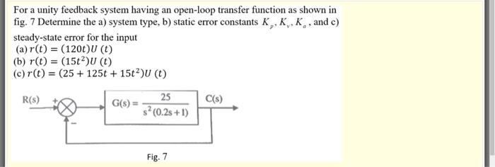 Solved P For a unity feedback system having an open-loop | Chegg.com