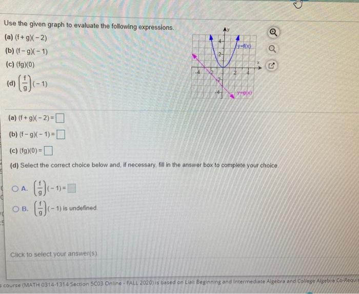 Solved Use the given graph to evaluate the following | Chegg.com