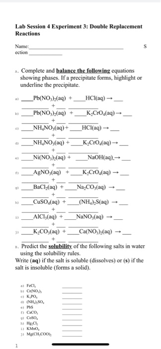 Solved and Quiz_4_Double Displacement Reactions All | Chegg.com