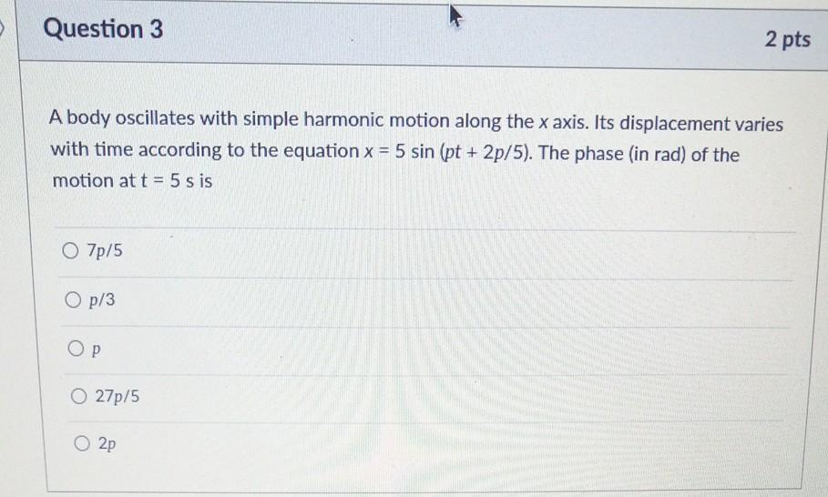 Solved A body oscillates with simple harmonic motion along | Chegg.com